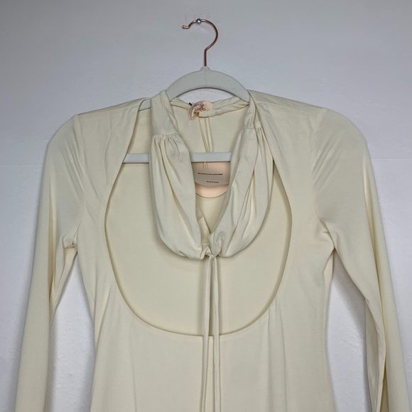 NWT Camila Coelho Ceilo Mini Long Sleeve Bodycon Dress Creme Ivory White XS - Picture 5 of 11